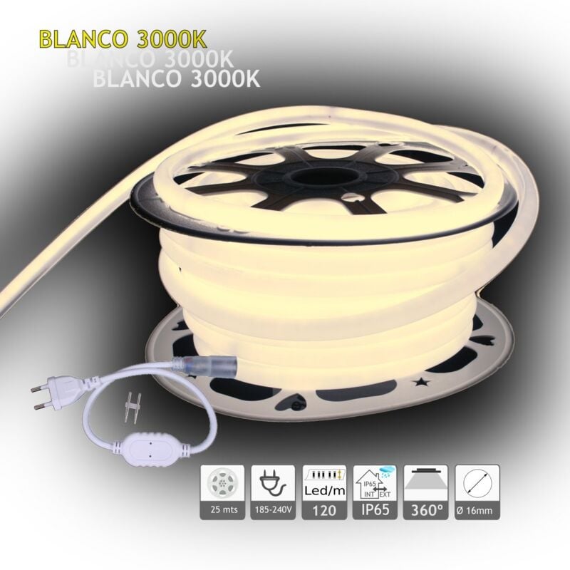 foto del prodotto jandei neon led circolare 360 flessibile 3000k 220v 120 led metro 25m circolare led neon 360o