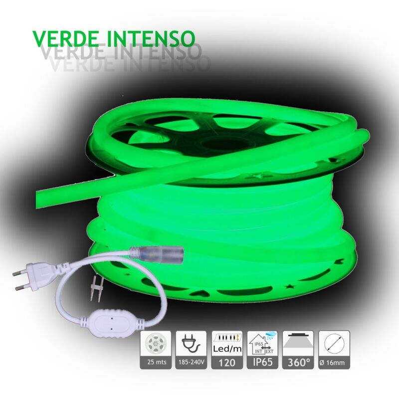 foto del prodotto jandei neon led circular 360 green flexible 220v 120 led metro 25m neon led circolare 360o 360o