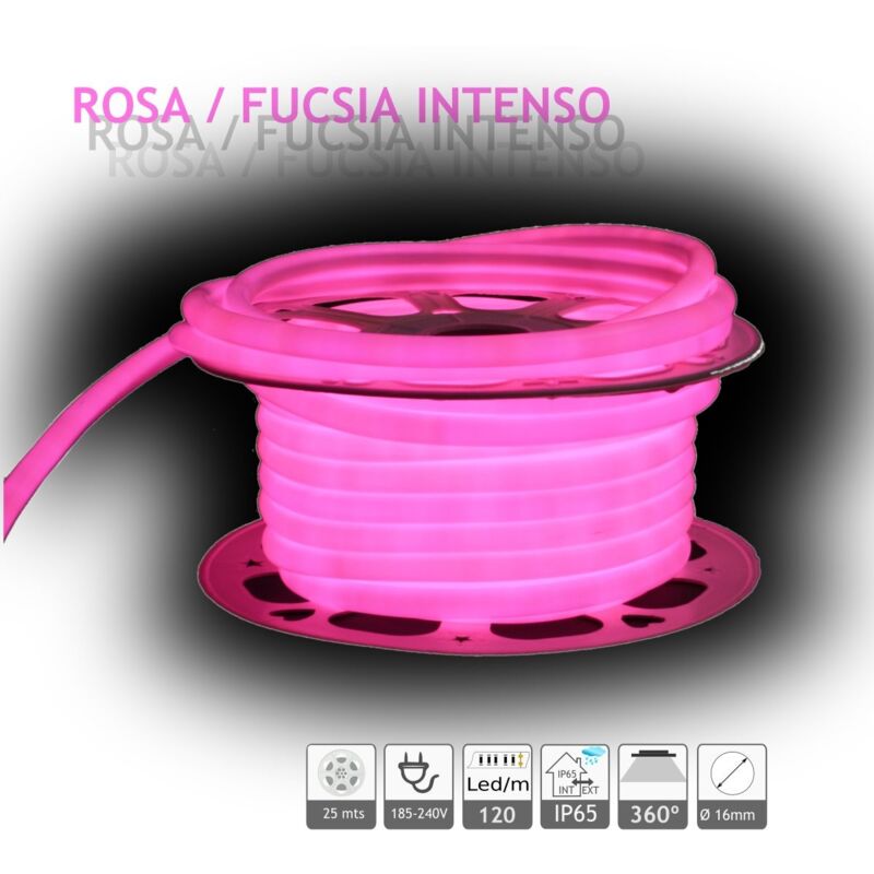 foto del prodotto jandei neon led circular 360 rosa flessibile rosa 220v 120 led 25m circolare a led neon 360o