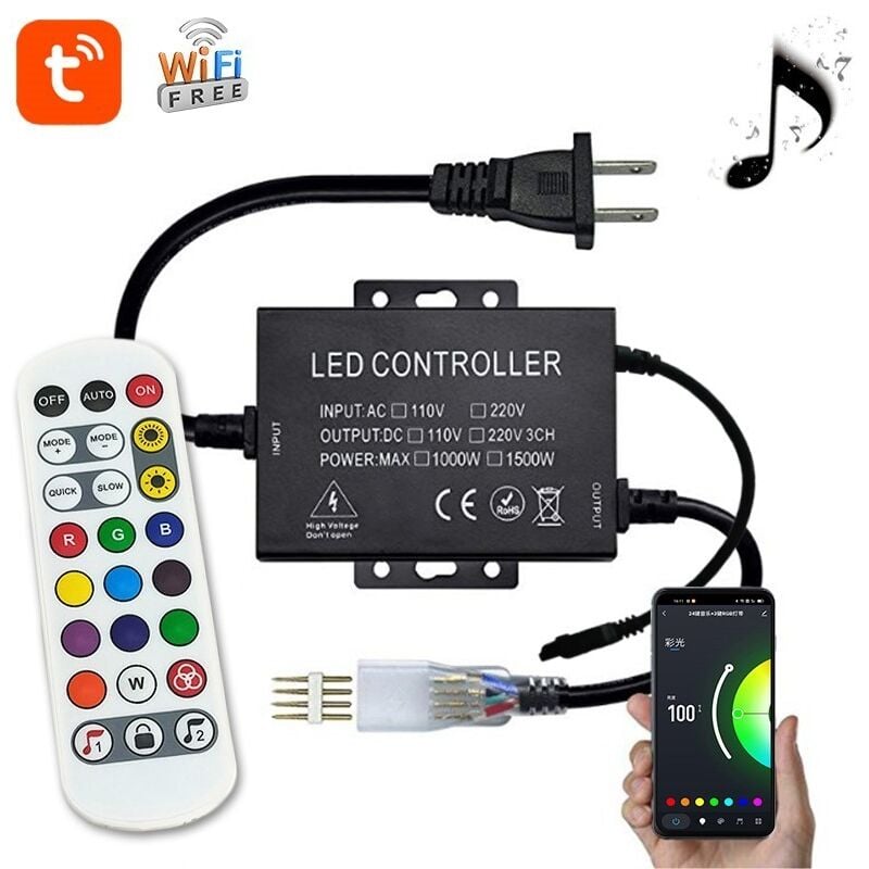 foto del prodotto jandei rgb wifi controller 1500w 220v. app tuya led lex