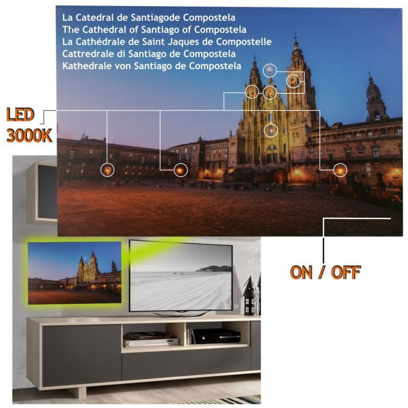 foto del prodotto jandei tavolo con 8 batterie a led cathedral santiago compostela 60 x 40, 2 batterie a led decorative