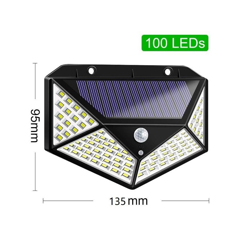 foto del prodotto jandei wall solare applique 600 lupums 100 led 1200 mah solare illuminazione
