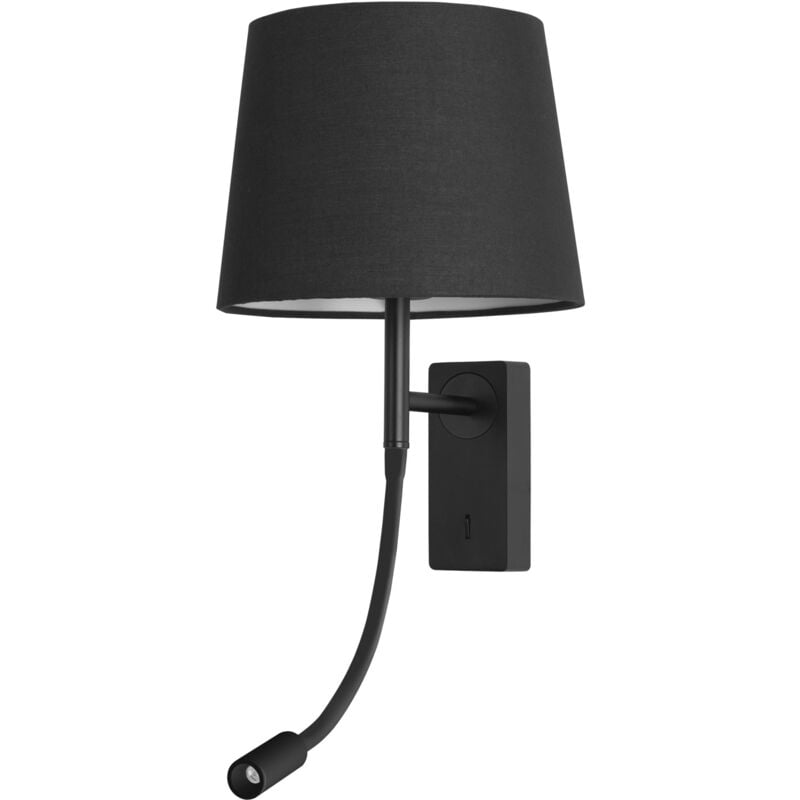 immagine 0 del prodotto janet aplique de pared para dormitorio e27 luz de lectura led blanco c lido 3000k. aluminio negro pantalla de textil