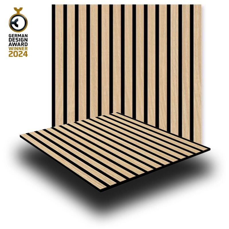 foto del prodotto jangal parete acustica a pannelli modulabile lamelli 52x52cm rivestiti vero rovere mod. fanal oak