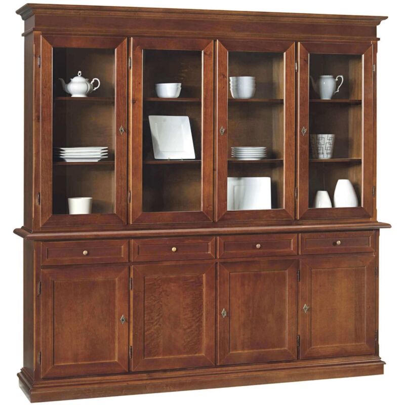 foto del prodotto jaqueline credenza con vetrina in legno massello cm 205 x 42 x 205 h