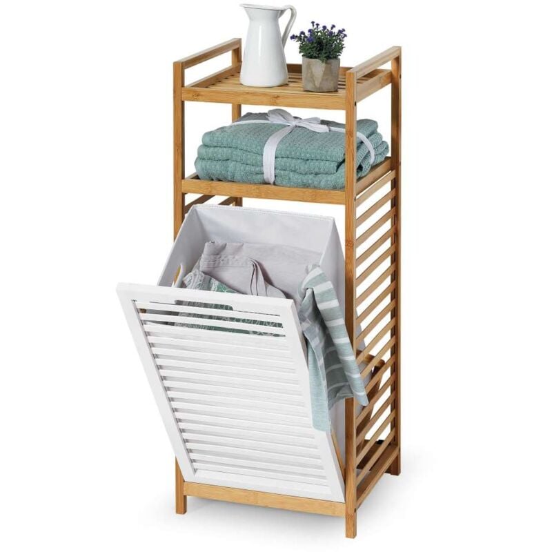 foto del prodotto jardibricodeco mobiletto portabiancheria in bamboo