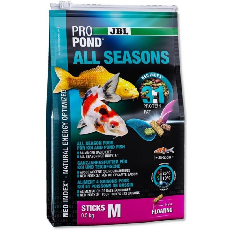 foto del prodotto jbl propond all seasons mangime per tutti i pesci da laghetto modello m formato 3 l