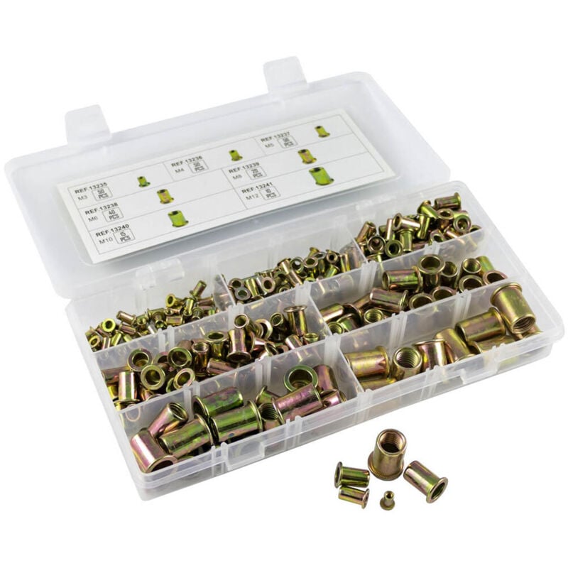 foto del prodotto jbm inserti filettati acciaio zincato bicromato assortimento da m3 a m12 235 inserti 