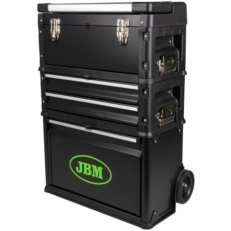 foto del prodotto jbm trolley carrello porta attrezzi utensili per officina da meccanico a 3 cassetti componibili