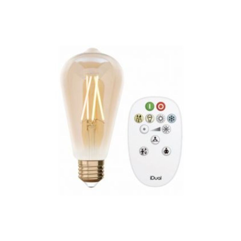 foto del prodotto je0186631 led eek a a e27, forma a barra, 9 w 60 w, bianco caldo fino a bianco neutro x l 64 mm amber lutec