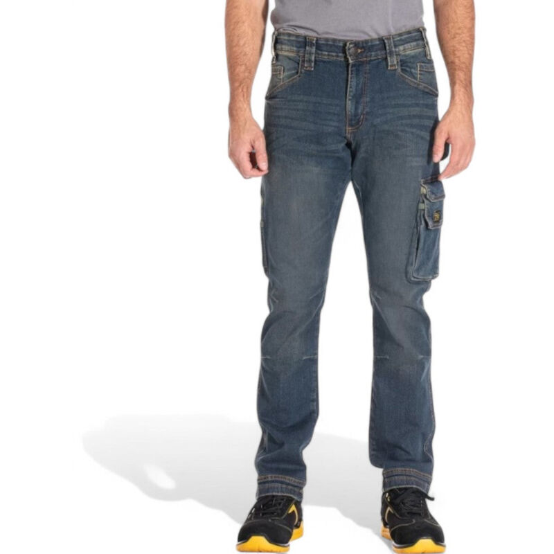 foto del prodotto jeans da lavoro con multitasche vita alta e doppia cintura interna confort fit job dirty tg. 54