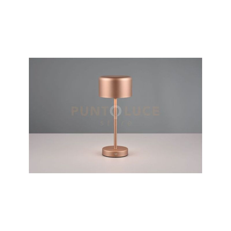 foto del prodotto jeff lampada da appoggio ricaricabile metallo caffe accensione touch h. 30cm led 1,5w 120lm, 3000k dimmerabile