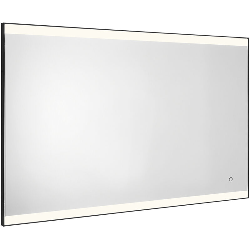 foto del prodotto jeff specchio 100x70 cm con luci a led, bordo sabbiato e cornice in pvc nero matt codice prod 000033031400000 gedy