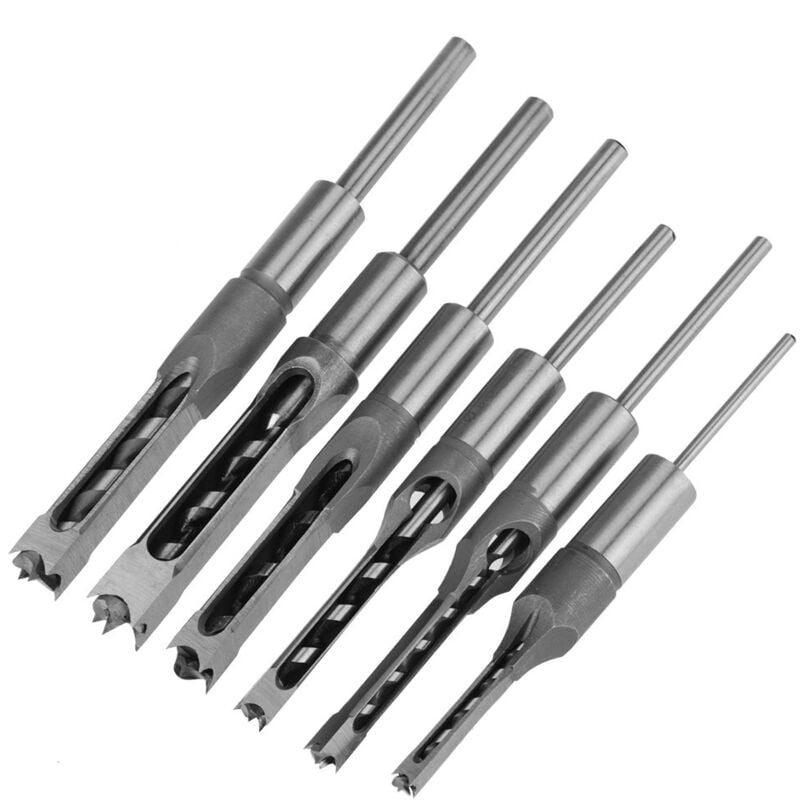 foto del prodotto jeffergarden 6 pezzi di foro quadrato sega a coclea punta da trapano scalpello per mortasatura strumento per la lavorazione del legno