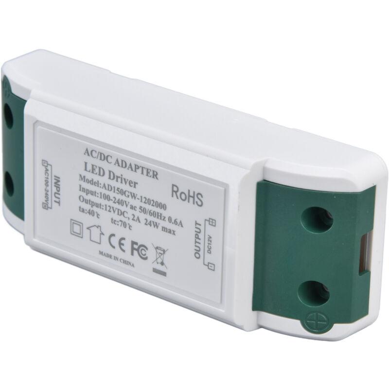foto del prodotto jeffergarden driver led 12v dc 24w 2a trasformatore di alimentazione led per strisce led e luci per armadi ac100 240v