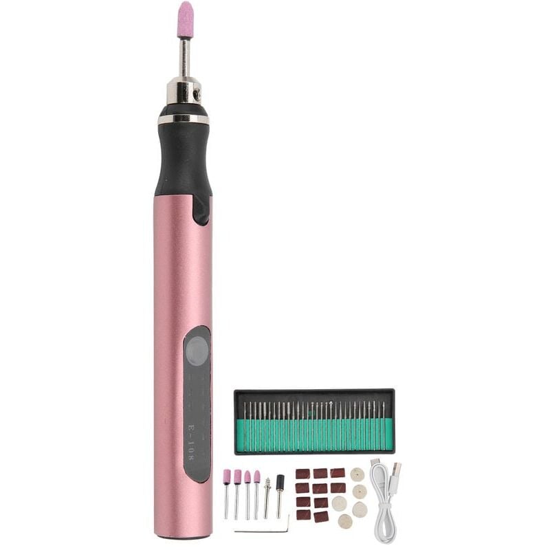 foto del prodotto jeffergarden micro penna incisore elettrica mini kit di strumenti per incisione vibro fai da te accessori per la rimozione delle unghie oro rosa