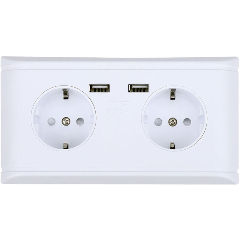 foto del prodotto jeffergarden presa di corrente, presa europea da 250 v, porta usb, design a muro con doppia piastra protettiva, doppie prese ue per ufficio