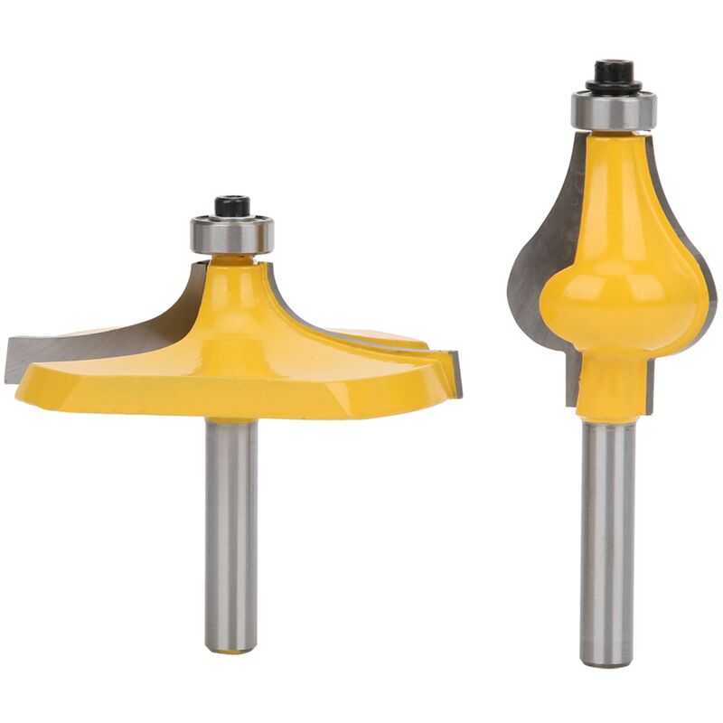 foto del prodotto jeffergarden set di punte per fresa per corrimano per bracciolo con gambo da 2 pezzi, 8 mm, con fresa per lavorazione del legno con cuscinetti