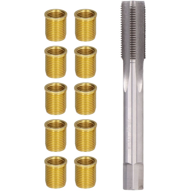 foto del prodotto jeffergarden strumenti di riparazione del foro filettato della candela inserti in metallo m12x1.25 kit filettato m14x1.25 rubinetto 14mm