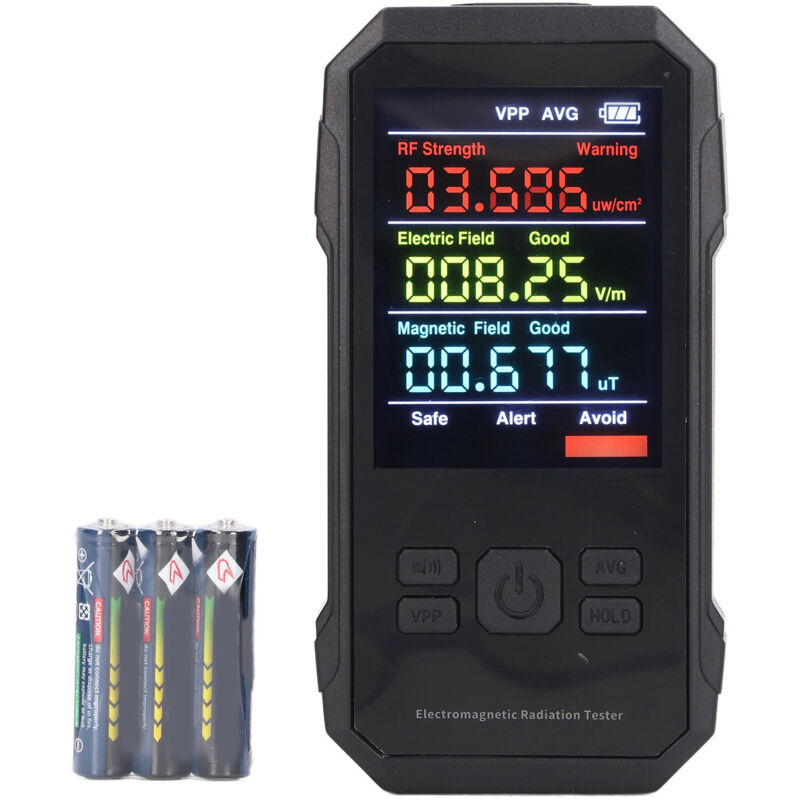 foto del prodotto jeffergarden tester di radiazioni elettromagnetiche con rilevatore digitale ad alta frequenza portatile a batteria nero