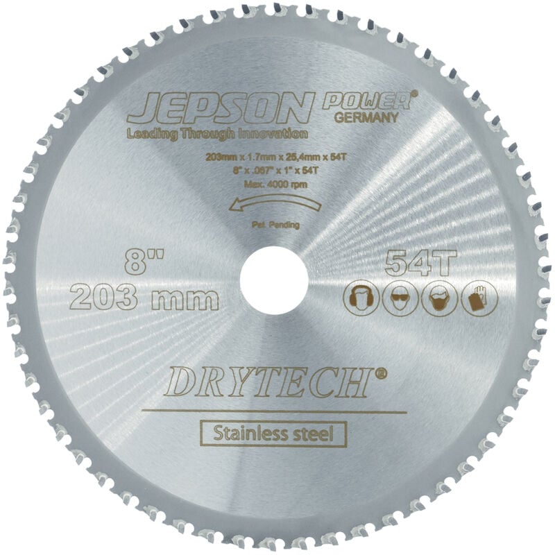 foto del prodotto jepson - lama circolare in metallo drytech hm203/54z d.203mm b.1,2mm hm foro d.25,4mm z.54