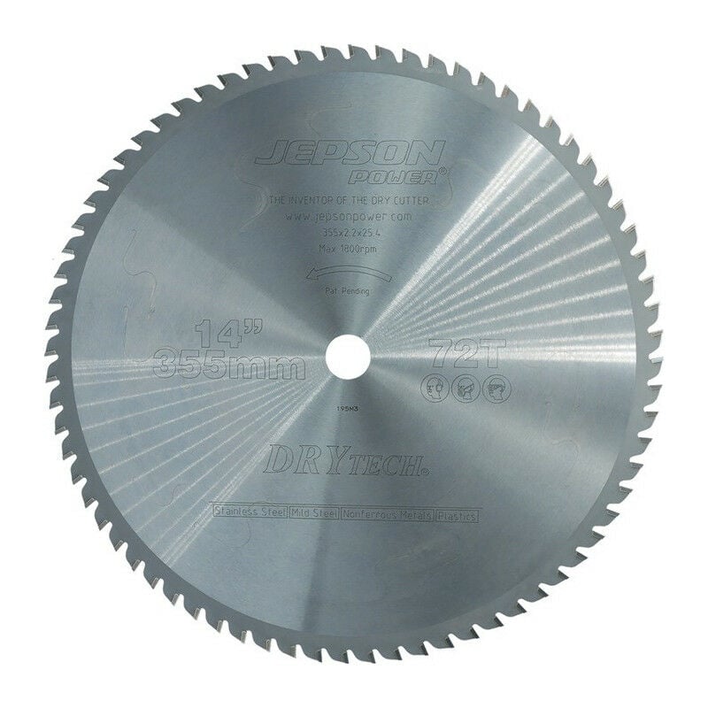 foto del prodotto jepson lama per sega circolare in metallo 355 72z d.355mm b.2.2mm foro hm d.25.4mm z.72