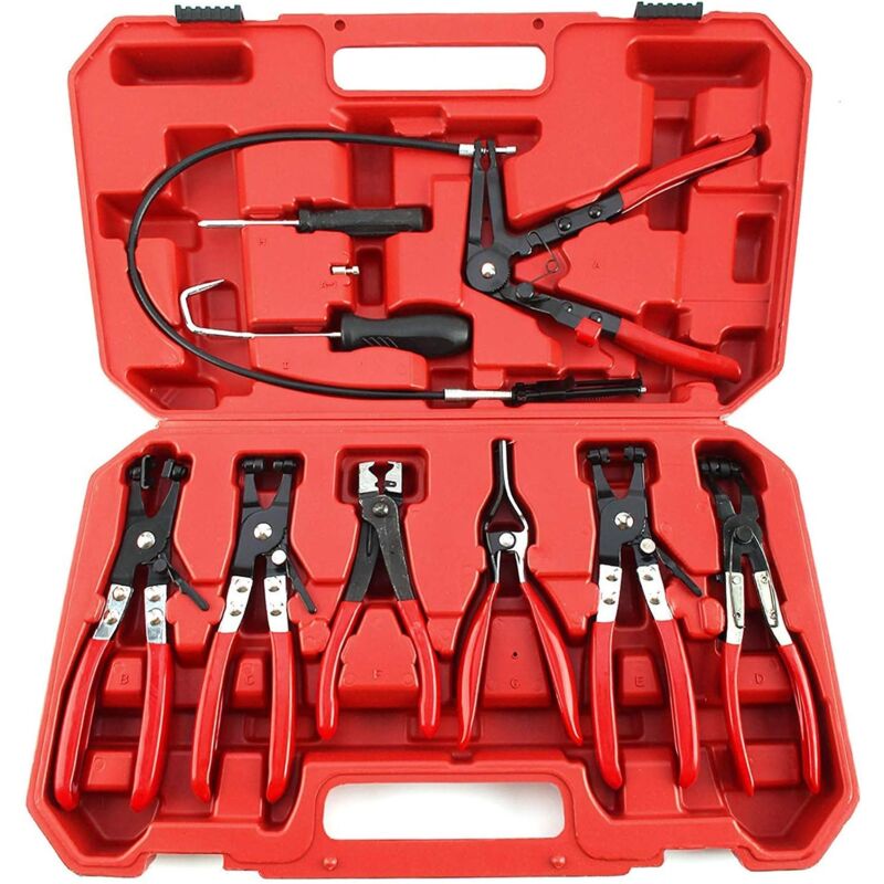 foto del prodotto jeu de 9 pinces pince serre clips,pince de serrage de tuyau, strumento per olio riscaldante automobilistico pinze per fascette stringitubo set