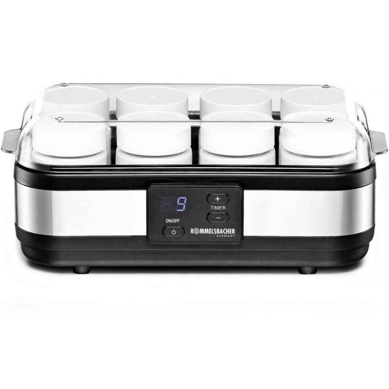 foto del prodotto jg 40, macchina per lo yogurt, acciaio inossidabile nero, 8 pentole da 1 220 240 v 40 watt rommelsbacher