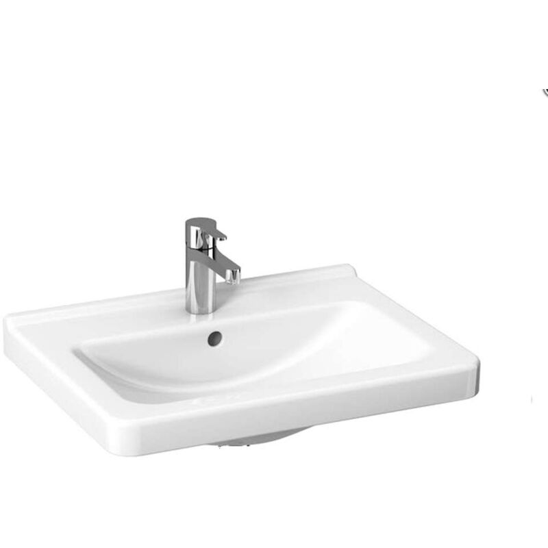foto del prodotto jika cubito lavabo 600x450 mm, con troppopieno e foro per miscelatore, bianco h8104230001041
