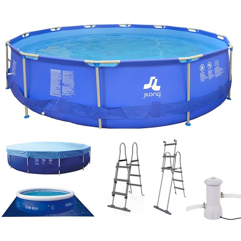 foto del prodotto jilong piscina da esterno con struttura tonda 450x122 cm pompa filtro e scaletta