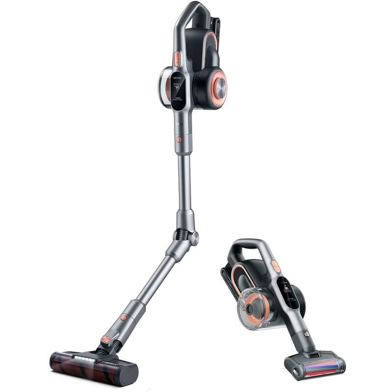 foto del prodotto jimmy h10 pro scopa elettrica senza filo flessibile, batteria estraibile, 600w, 245aw potenza, autonomia 90 minuti, schermo led, tecnologia adattiva