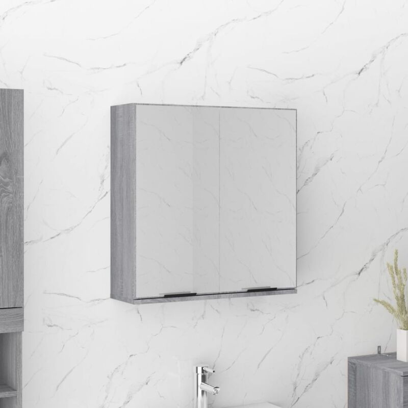 foto del prodotto jinlefu furniture limited armadietto a specchio da bagno grigio sonoma