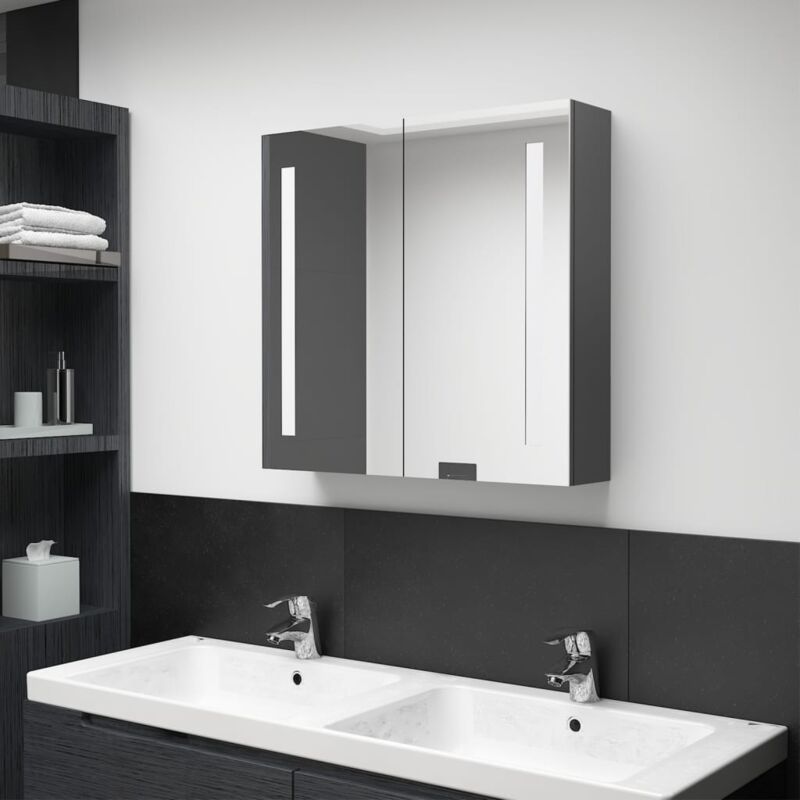 foto del prodotto jinlefu furniture limited armadietto bagno con specchio e led grigio
