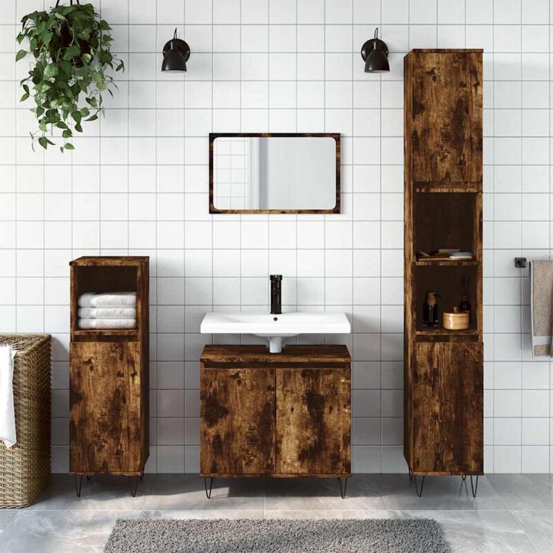 foto del prodotto jinlefu furniture limited armadietto bagno rovere fumo 58x33x60 cm in
