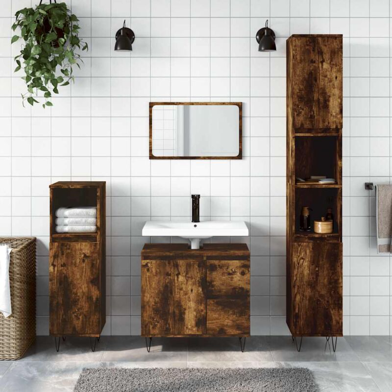 foto del prodotto jinlefu furniture limited armadietto bagno rovere fumo 65x33x60 cm in