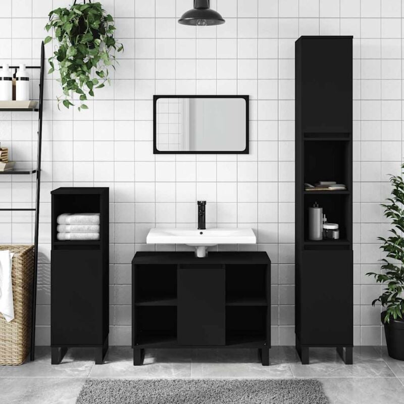foto del prodotto jinlefu - furniture limited - mobile da bagno nero 80x33x60 cm in legno