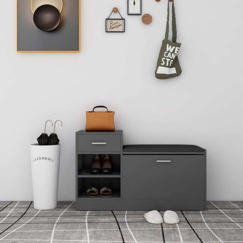 foto del prodotto jinlefu furniture limited panca porta scarpe grigia 94,5x31x57 cm in