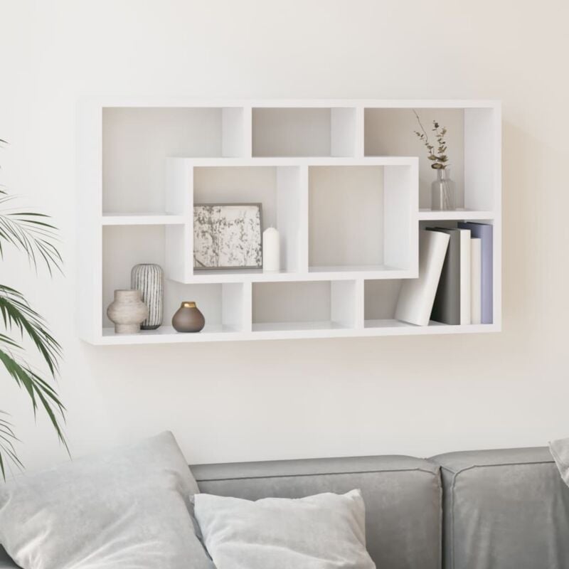 foto del prodotto jinlefu furniture limited scaffale a muro 8 scomparti bianco lucido