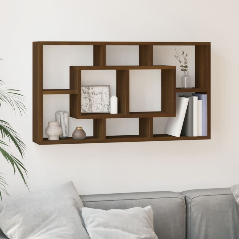 foto del prodotto jinlefu furniture limited scaffale a muro 8 scomparti rovere marrone