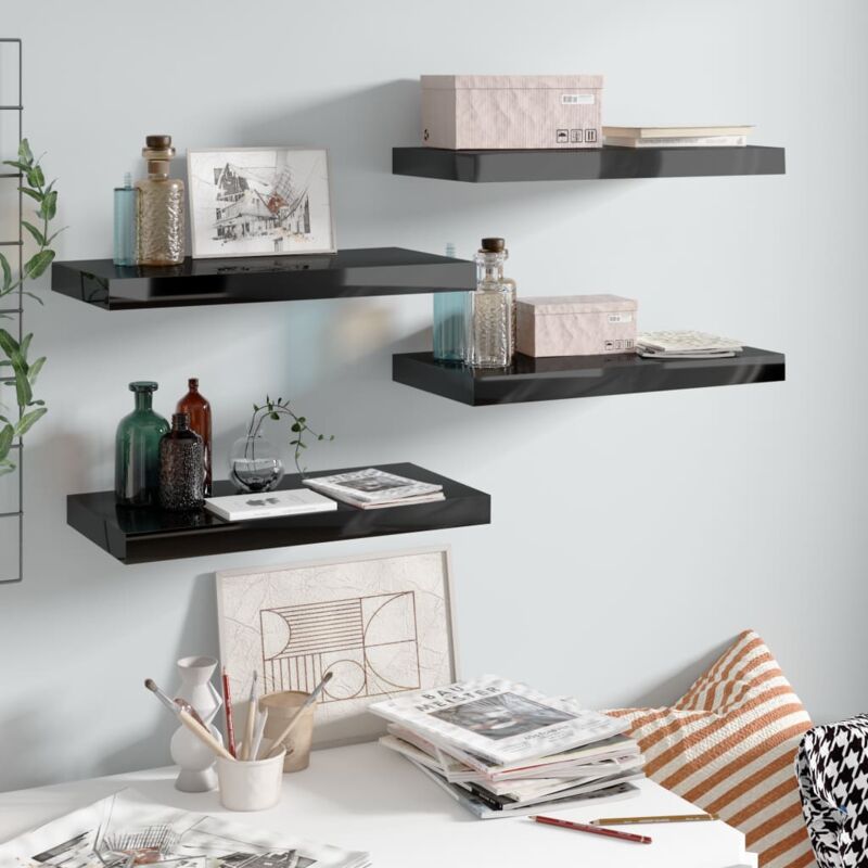 foto del prodotto jinlefu furniture limited scaffali a parete 4 pz nero lucido 50x23x3,8