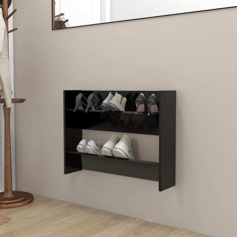 foto del prodotto jinlefu furniture limited scarpiera a muro nera 80x18x60 cm in legno