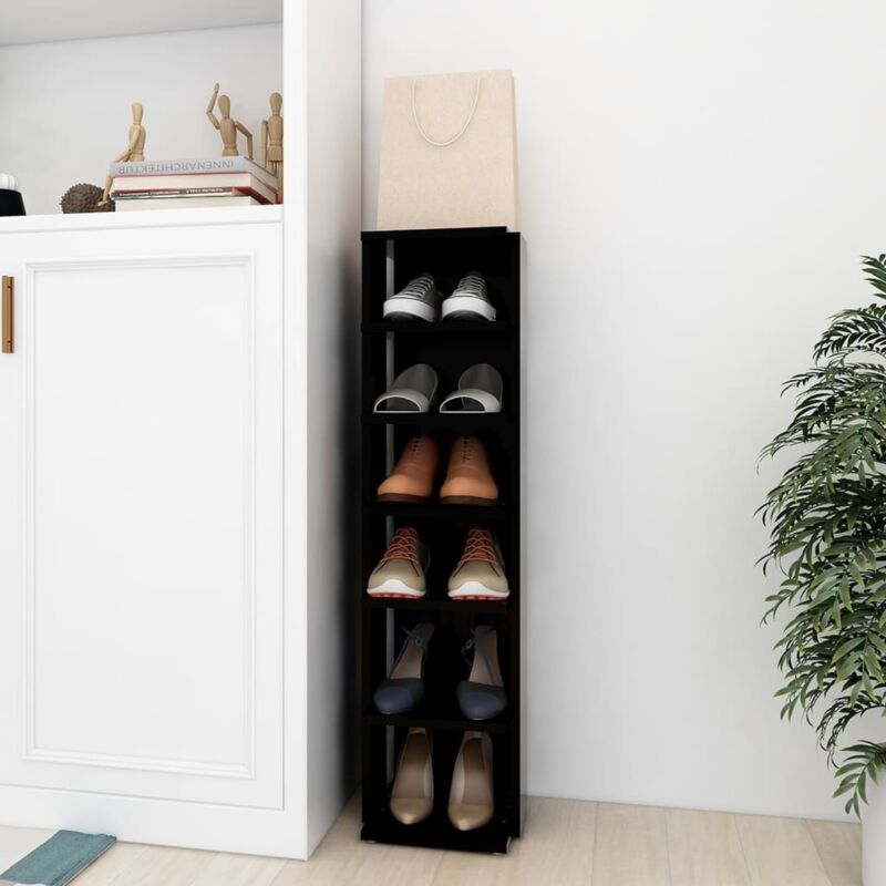 foto del prodotto jinlefu furniture limited scarpiera nera 27,5x27x102 cm in legno