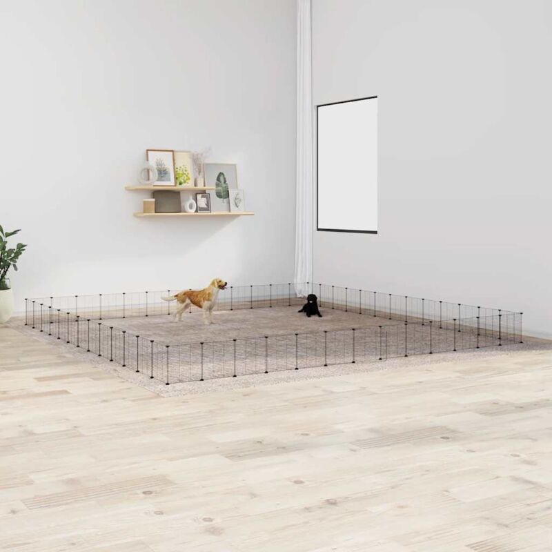 foto del prodotto jinlefu gabbia per animali con pannelli e porta nero 35x35 cm acciaio varie dimensioni dimensioni 52 pannelli