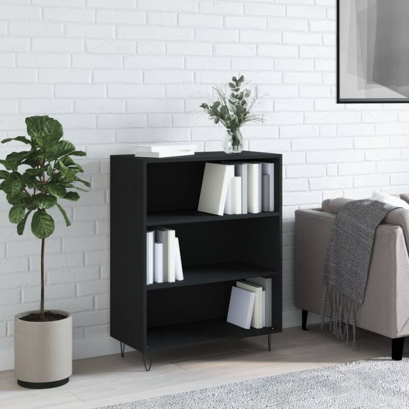 foto del prodotto jinlefu libreria nera 69,5x32,5x90 cm in legno multistrato