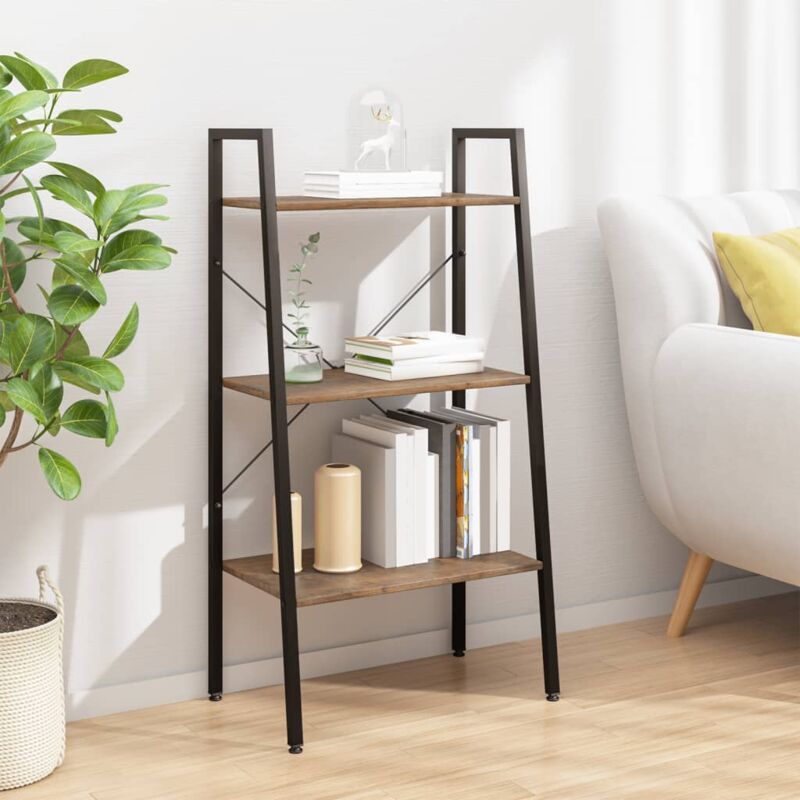 foto del prodotto jinlefu scaffale autoportante 3 ripiani marrone scuro nero 56x35x108 cm vidaxl