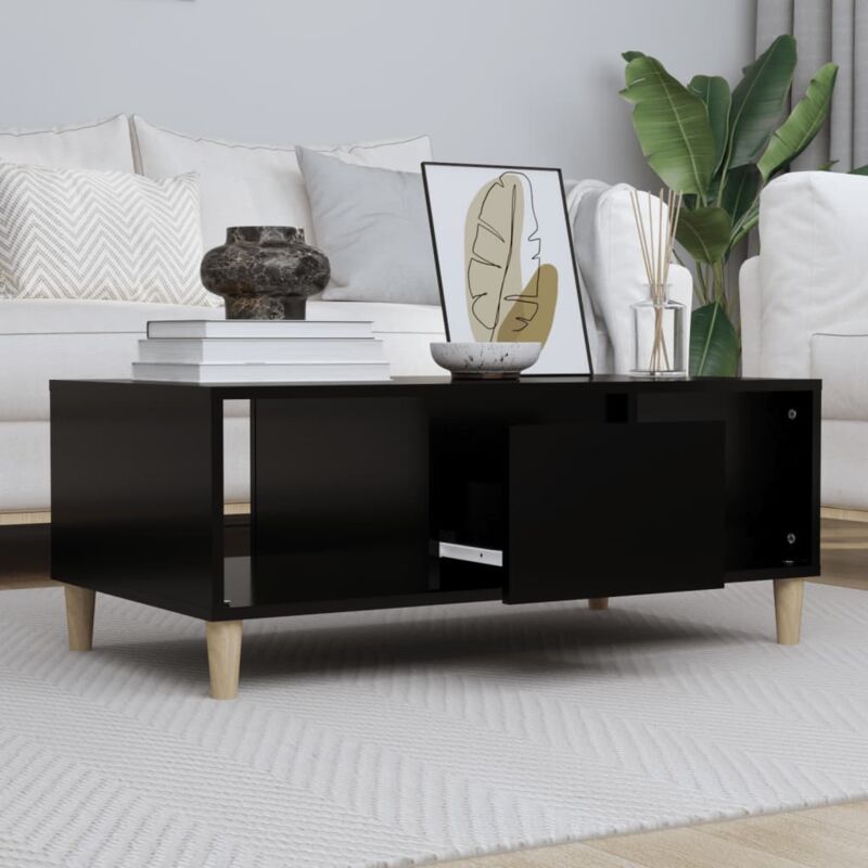 foto del prodotto jinlefu tavolino da salotto nero 90x50x36,5 cm in legno multistrato