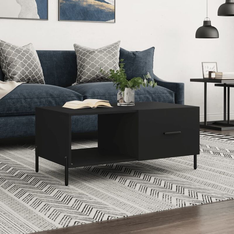 foto del prodotto jinlefu tavolino da salotto nero 90x50x40 cm in legno multistrato