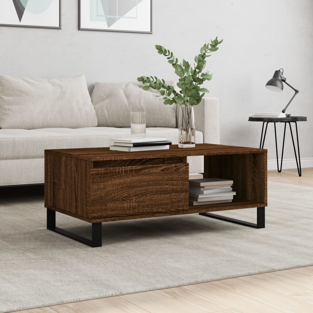 foto del prodotto jinlefu tavolino da salotto rovere marrone 90x50x36,5 cm in multistrato
