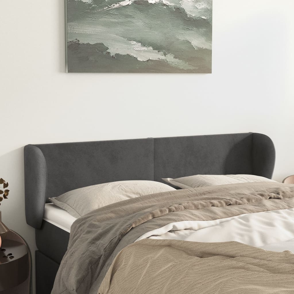 foto del prodotto jinlefu testiera ad orecchio grigio scuro 147x23x78 88 cm in velluto