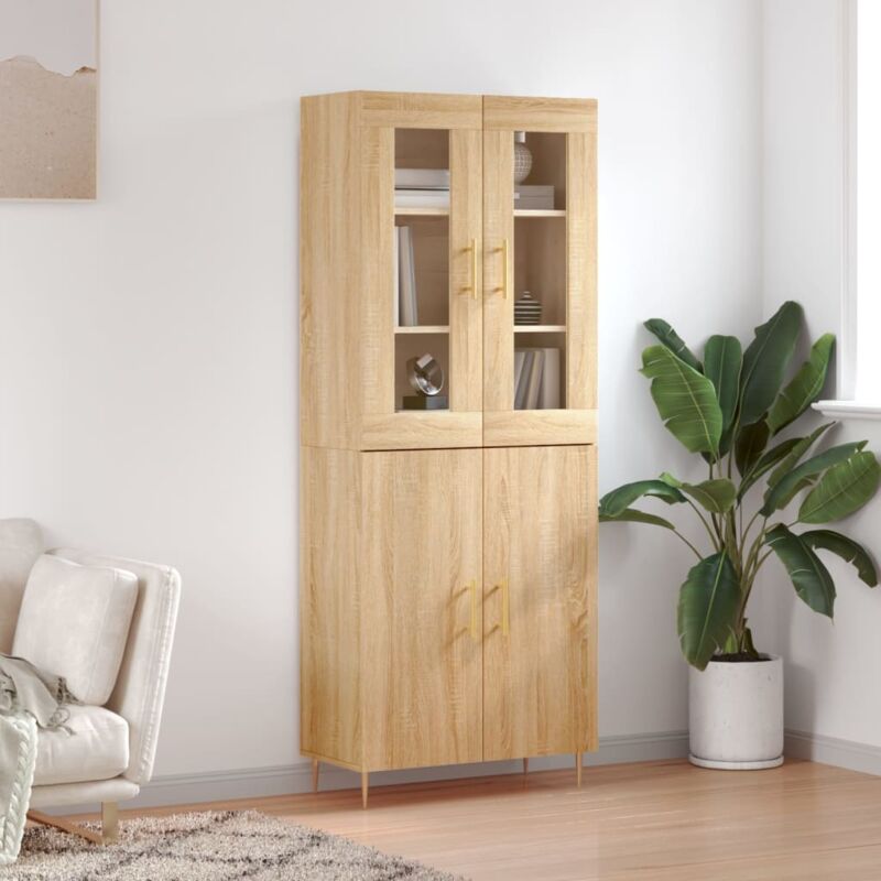 foto del prodotto jinlefu vidaxl credenza rovere sonoma 69,5x34x180 cm in legno multistrato